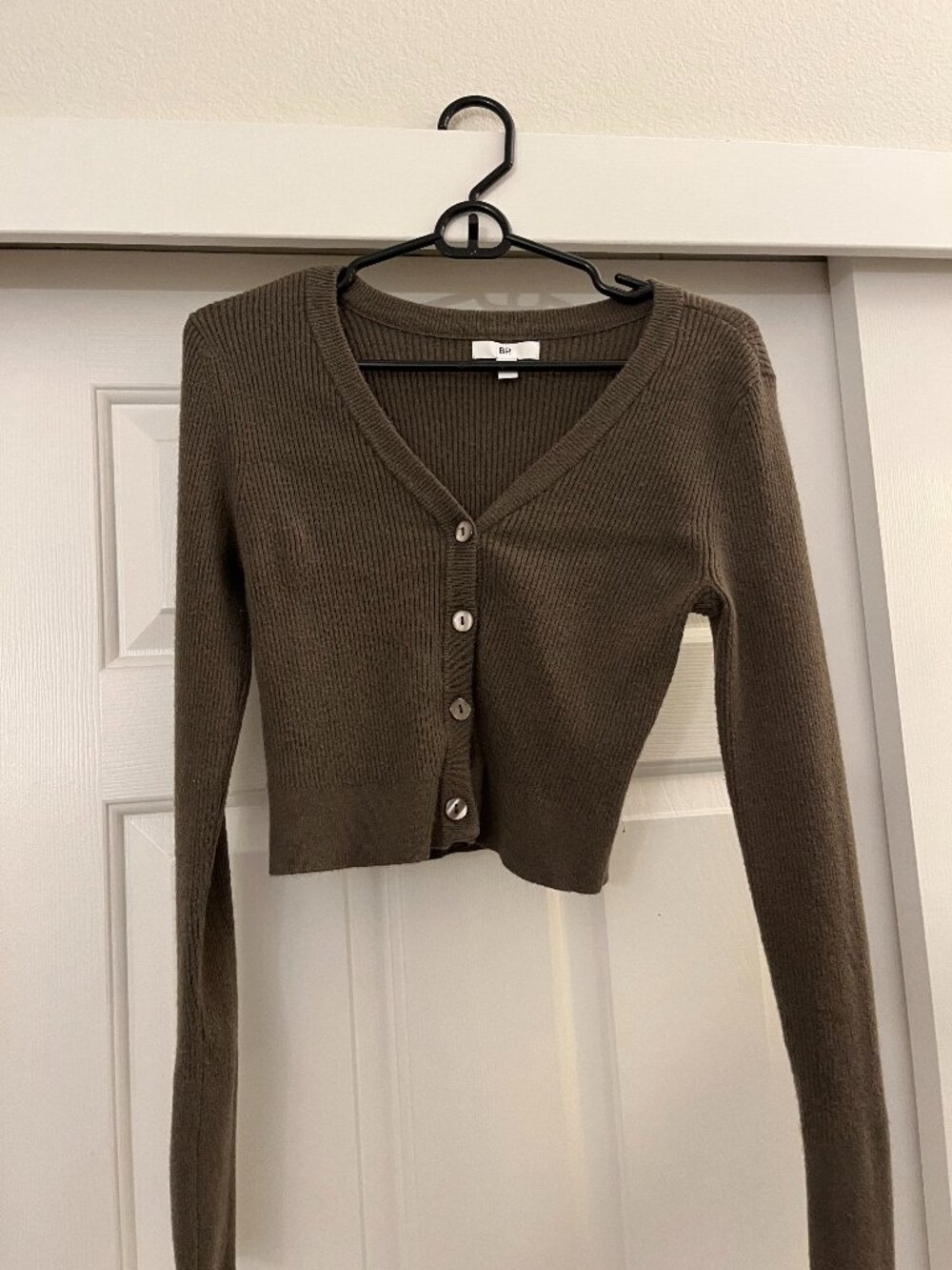 BP Olive Cropped cardigan sweater